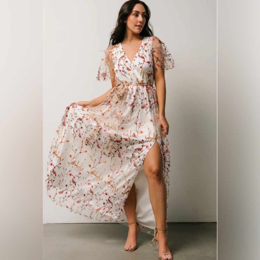 Baltic Born Marseille Embossed Maxi Dress, White Multi Floral